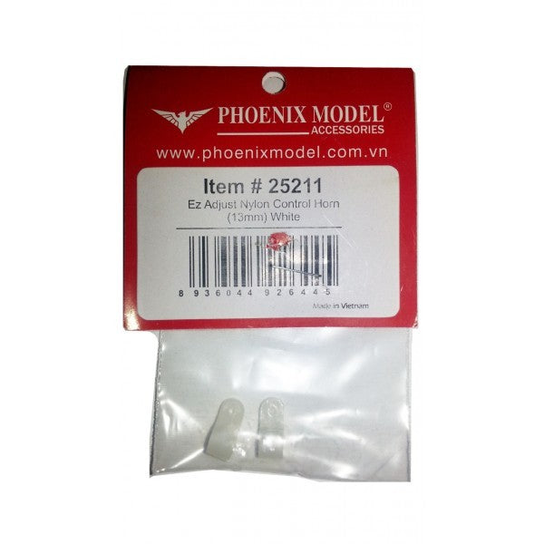 PHN-A25211 Phoenix Model Ez Adjust Nylon Control Horn (13mm) White Phoenix