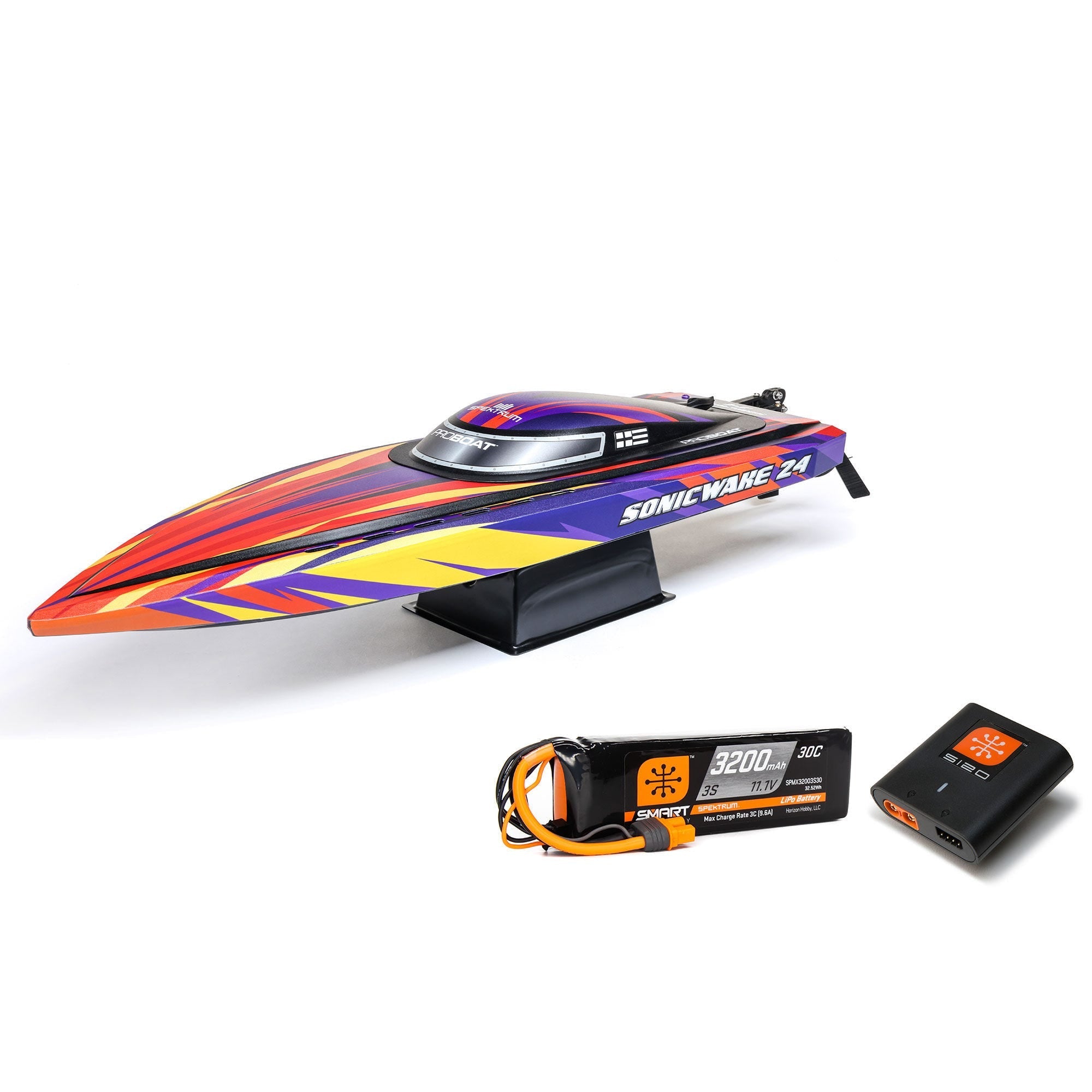 Pro Boat Sonicwake 24inch Self-Righting Brushless Deep-V Boat, RTR, Red PRB-1992T1 ProBoat
