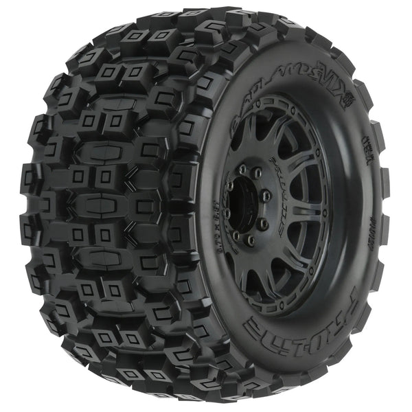 PRO1012710 Proline Badlands MX38 3.8in Tyres Mounted on Raid 8x32 17mm MT Wheels, F/R, PR10127-10