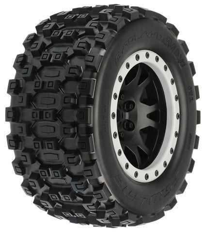 PRO1013113 Proline Badlands MX43 Pro-Loc Tyres Mounted on Impulse Black / Grey Wheels, X-Maxx, PR10131-13 Proline