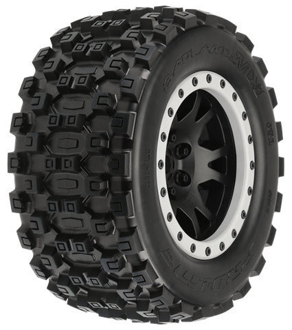 PRO1013113 Proline Badlands MX43 Pro-Loc Tyres Mounted on Impulse Black / Grey Wheels, X-Maxx, PR10131-13
