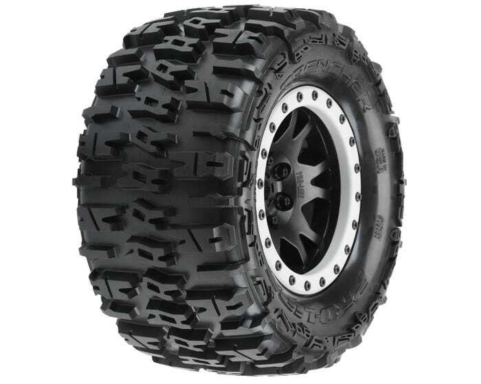 PRO1015113 Proline Trencher 4.3in Tyres Mounted on Impulse Black / Grey Wheels, F/R, X-Maxx, PR10151-13 Proline
