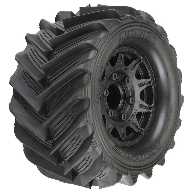 PRO1019610 Proline 1/10 Demolisher 2.8in MT Tyres Mounted on Black Raid Wheels, 2pcs, PR10196-10 Proline