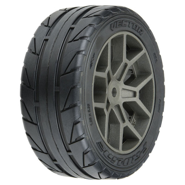 PRO1020410 Proline 1/8 Vector S3, F/R 35/85 2.4in Belted Tyres Mounted on 14mm Hex, PR10204-10