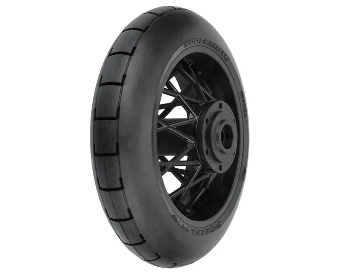 PRO1022310 Proline 1/4 Supermoto Mounted Rear Tyre with Black Wheel, ProMoto-MX Proline