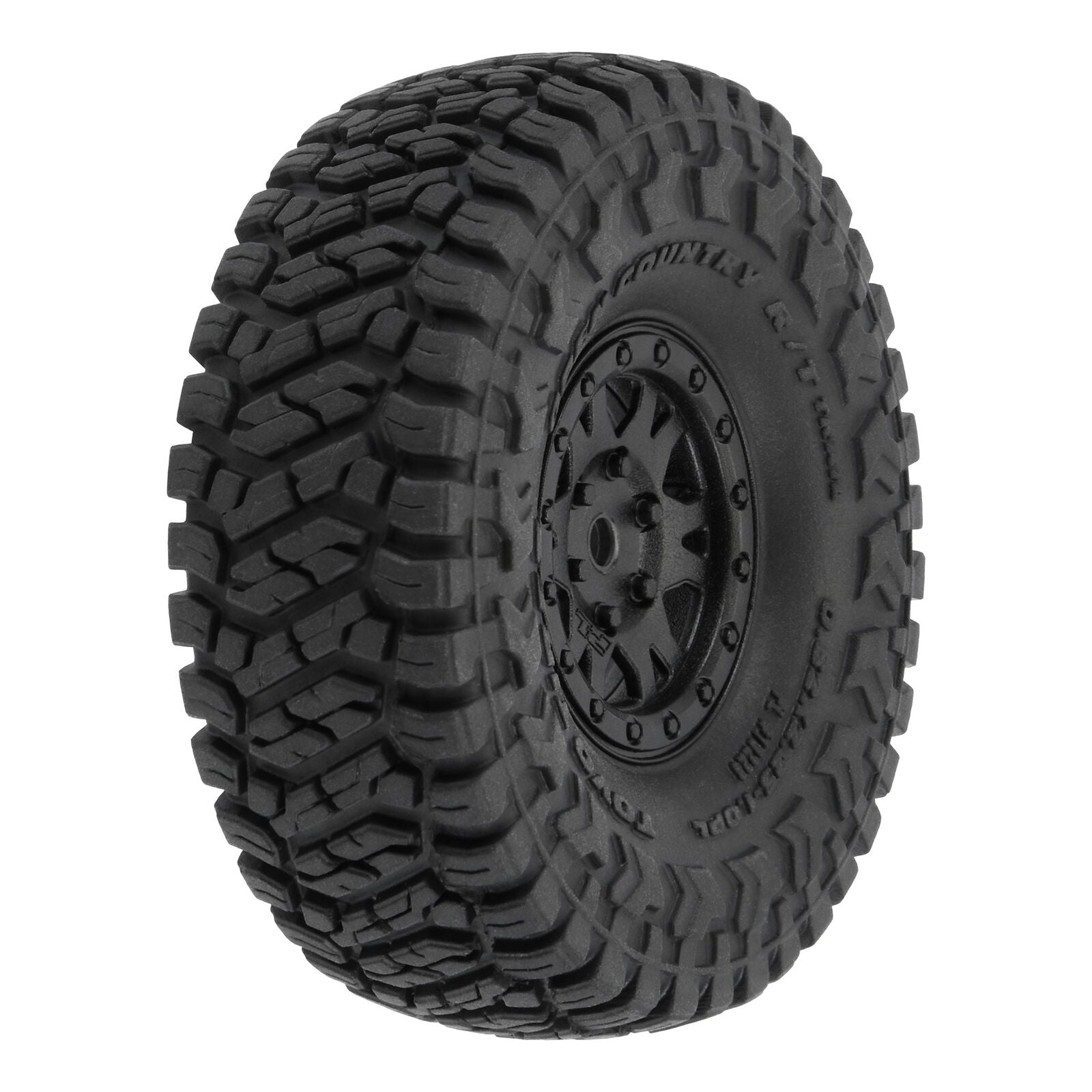 PRO1022810 Proline Toyo Open Country R/T Trail 1.0in Tyres Mounted Mini Impulse Black Wheels, 4pcs, SCX24 Proline