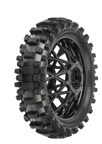 Proline Dunlop Geomax MX33 V2 Bead CR4 Rear Tire Mounted on Bullyspoke Black Wheel, Promoto-MX PRO1023010