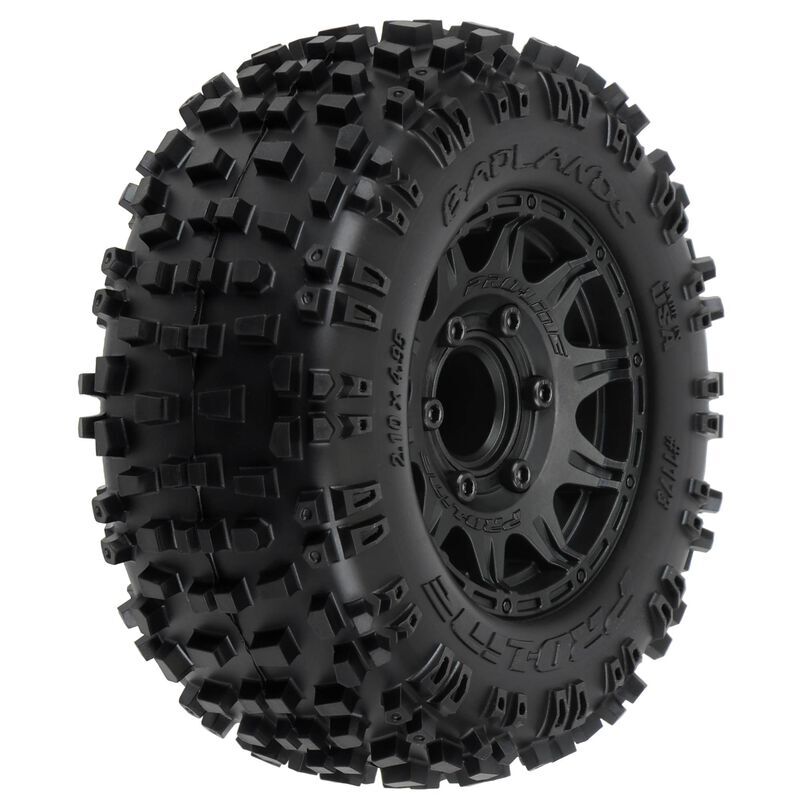 PRO117310 Proline Badlands 2.8in Tyres Mounted on Raid Black 6x30 Wheels, F/R, PR1173-10 Proline