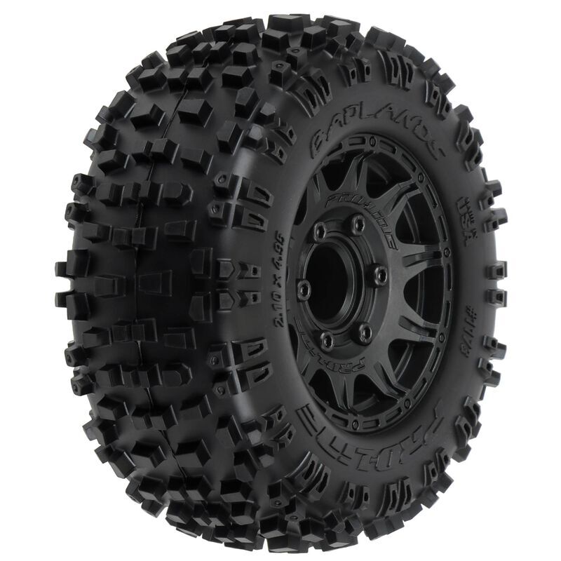 PRO117310 Proline Badlands 2.8in Tyres Mounted on Raid Black 6x30 Wheels, F/R, PR1173-10