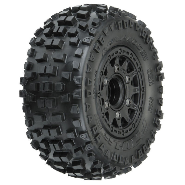 PRO118210 Proline Badlands SC Tyres Mounted on Raid 6x30 Wheels, Slash 2wd/4wd, F/R, PR1182-10