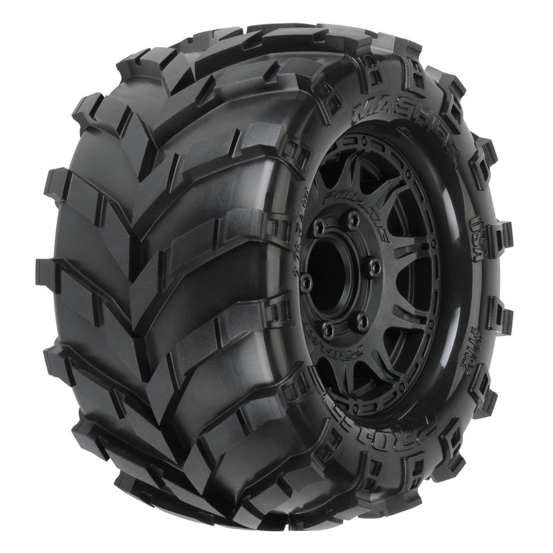 PRO119210 Proline Masher 2.8in Tyres Mounted on Raid Black 6x30 Wheels, F/R, PR1192-10