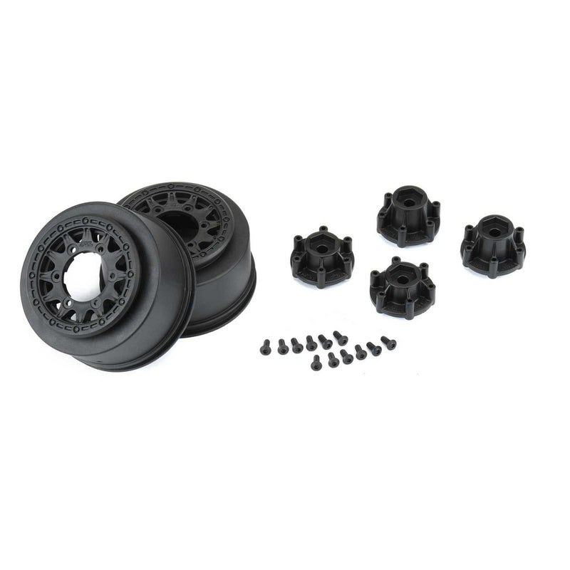 PRO278503 Proline 1/10 Raid 2.2in/3.0in Black SCT Wheels with Hex Adapters, 2pcs