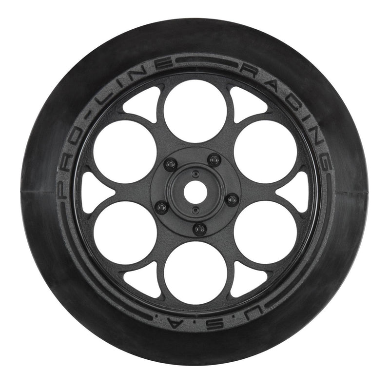 PRO280303 Proline 1/10 Showtime Front Runner 2.2in/2.7in Black Front Drag Racing Wheels, 2pcs