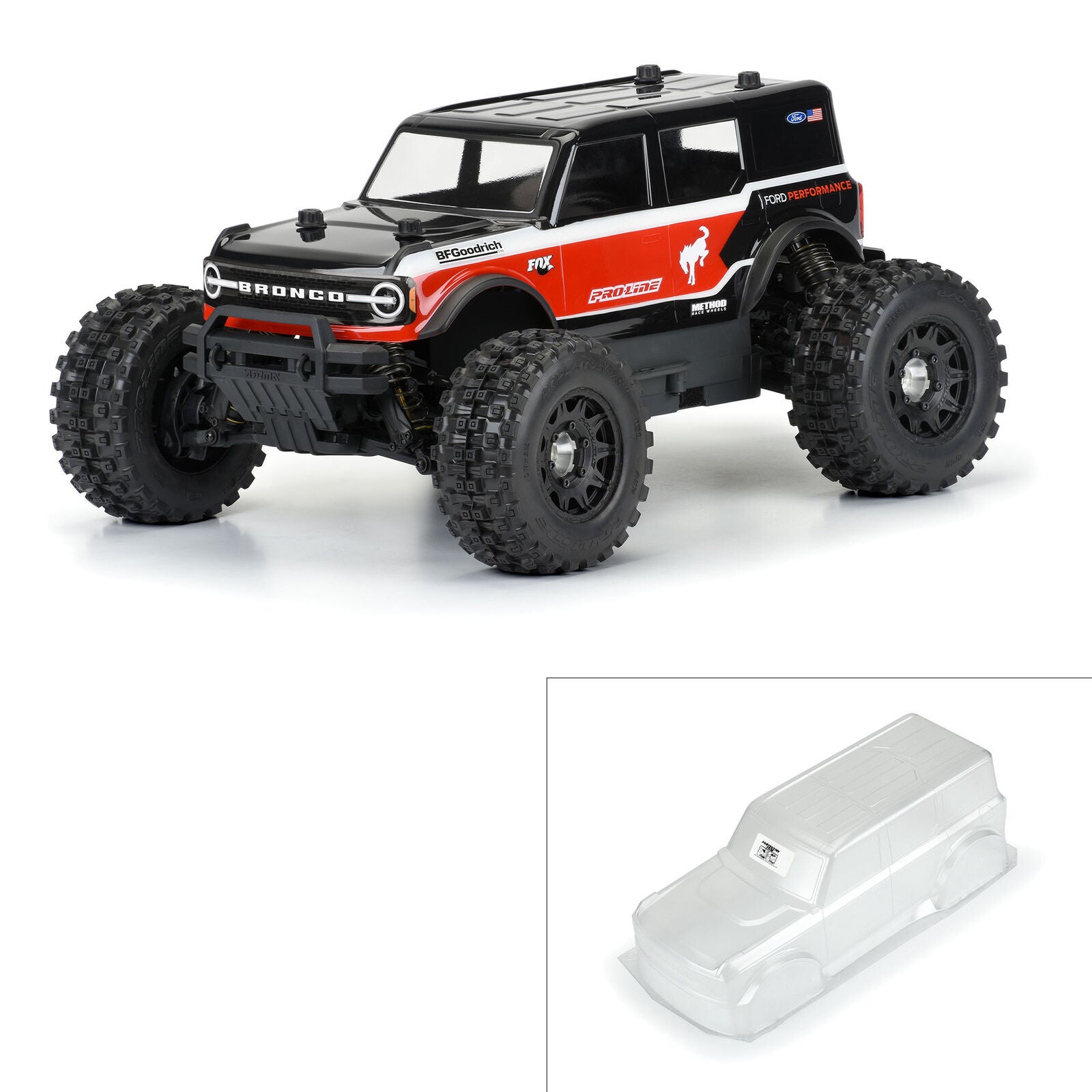 PRO359100 Proline 1/10 2021 Ford Bronco Clear Body, Granite, Vorteks, PR3591-00 Proline