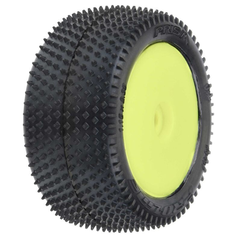 PRO829712 Proline Prism Carpet Tyres Mounted on Yellow Wheels, Mini-B Rear, PR8297-12 Proline