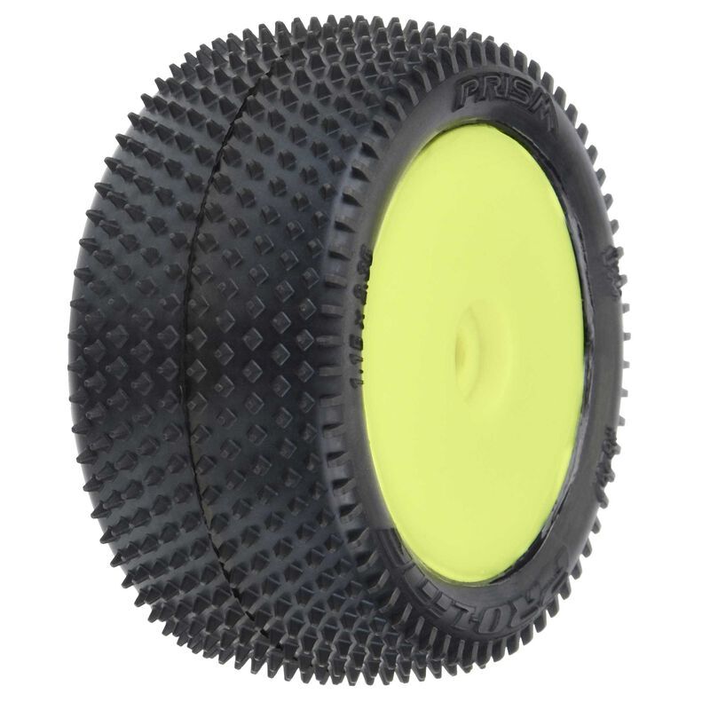 PRO829712 Proline Prism Carpet Tyres Mounted on Yellow Wheels, Mini-B Rear, PR8297-12