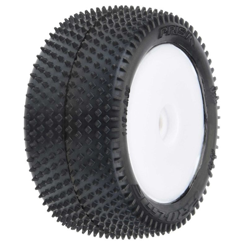 PRO829713 Proline Prism Carpet Tyres Mounted on White Wheels, Mini-B Rear, PR8297-13 Proline