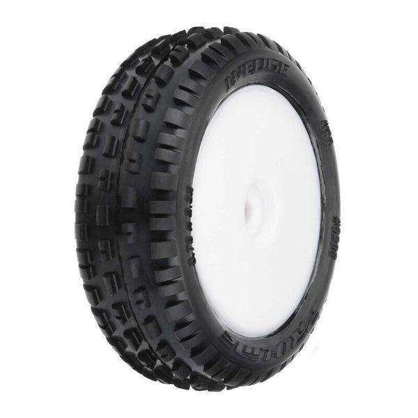 PRO829813 Proline Wedge Carpet Tyres Mounted on White Wheels, Mini-B Front, PR8298-13