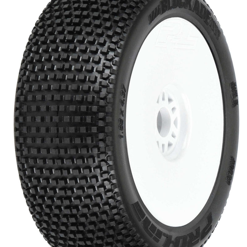 PRO9039233 Proline 1/8 Blockade S3 Front/Rear Off-Road Buggy Tyres Mounted on 17mm White Wheels, 2pcs