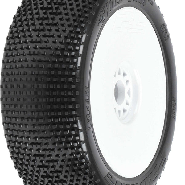 PRO9041233 Proline 1/8 Hole Shot 2.0 S3 Front/Rear Off-Road Buggy Tyres Mounted on 17mm White Wheels, 2pcs