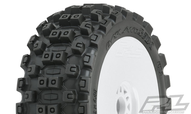 PRO906731 Proline Badlands MX M2 1/8 Buggy Tyres Mounted on White Wheels, F/R, PR9067-31