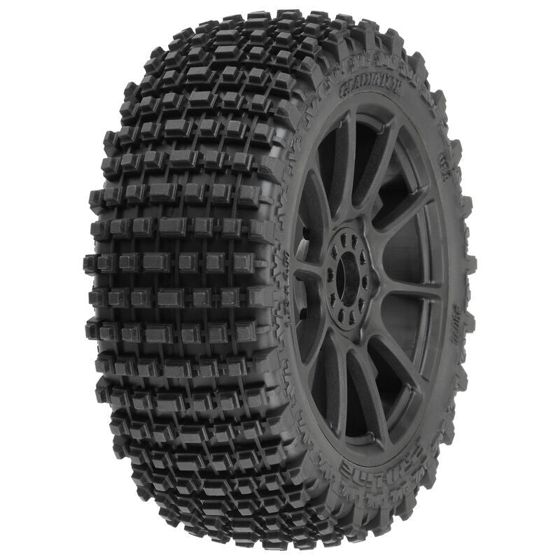 PRO907421 Proline 1/8 Gladiator M2 Front / Rear Buggy Tyre Mounted on Black Mach 10 Wheels, 2pcs Proline