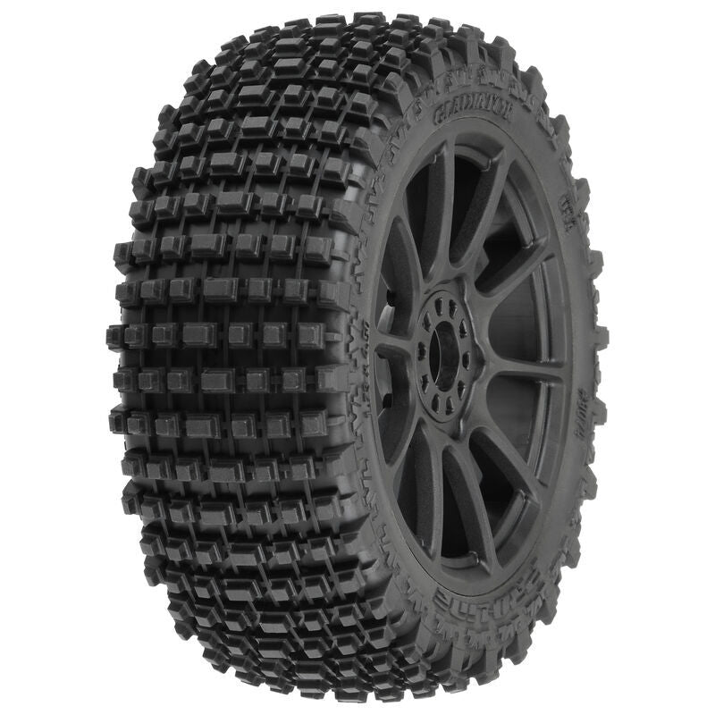 PRO907421 Proline 1/8 Gladiator M2 Front / Rear Buggy Tyre Mounted on Black Mach 10 Wheels, 2pcs