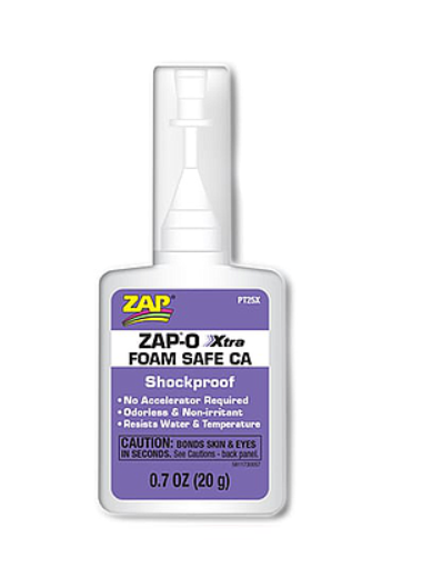 ZAP PT-25X (*) 20gr (0.7 ounces) Zap O Xtra CA Foam Safe CA (no kicker required) ZAP