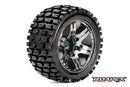 R2002-CB2 TRACKER 1/10 STADIUM TRUCK TIRE CHROME BLACK WHEEL WITH 1/2 OFFSET 12MM HEX MOUNTED Roapex