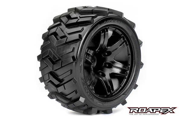 R2004-B2 MORPH 1/10 STADIUM TRUCK TIRE BLACK WHEEL WITH 1/2 OFFSET 12MM HEX MOUNTED