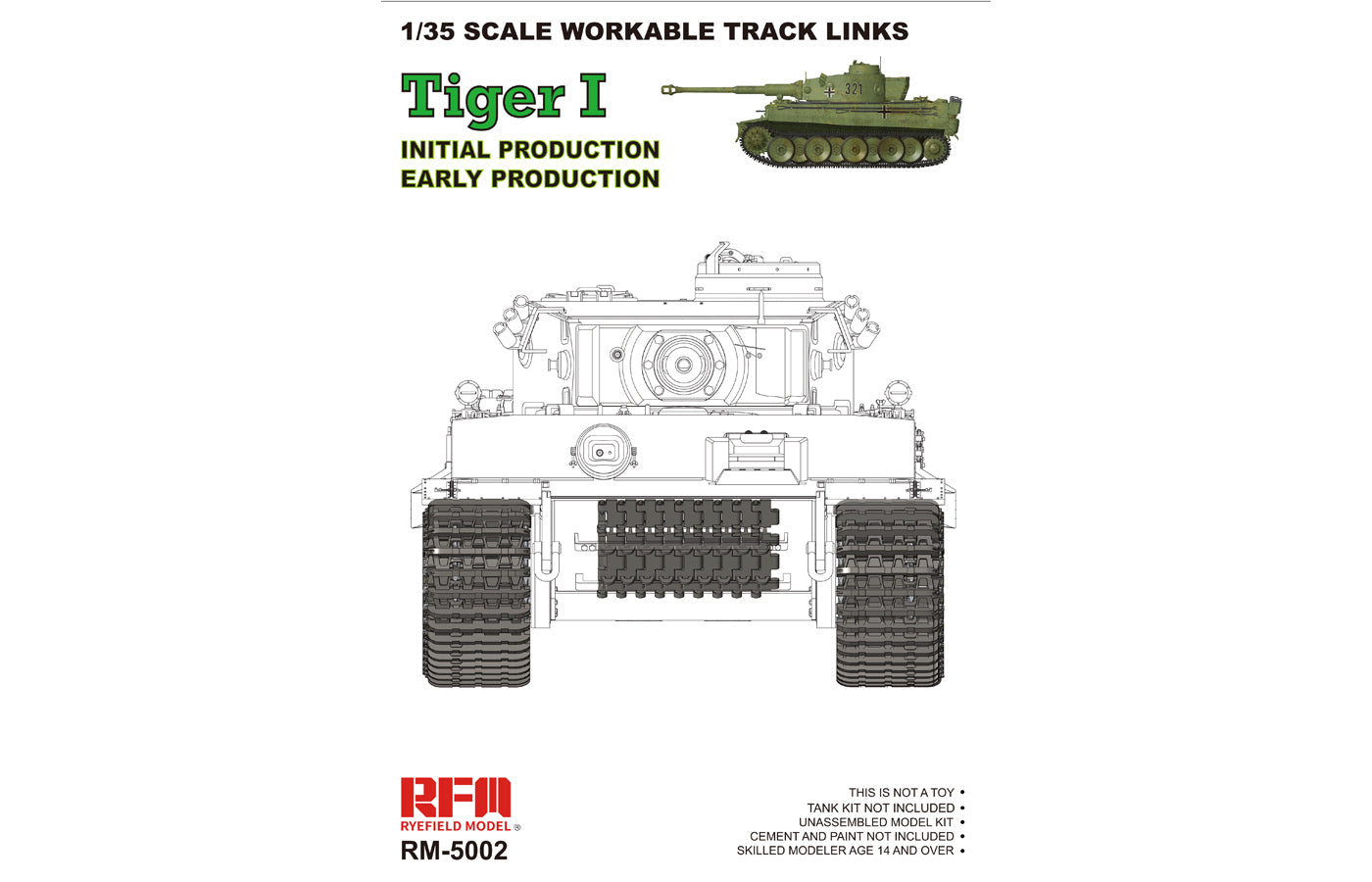 Ryefield 1/35 Workable track links for Tiger I early Plastic Model Kit