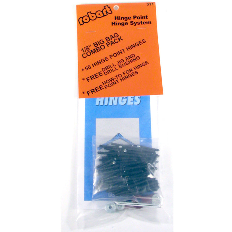 ROB-311 ROBART 1/8 HINGE COMBO. 50 PIECES & DRILL JIG Robart