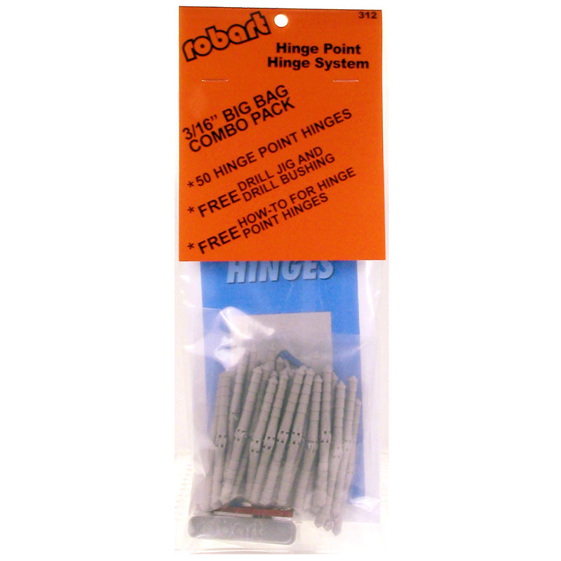 ROB-312 ROBART 3/16 HINGE COMBO. 50 PIECES & DRILL JIG Robart