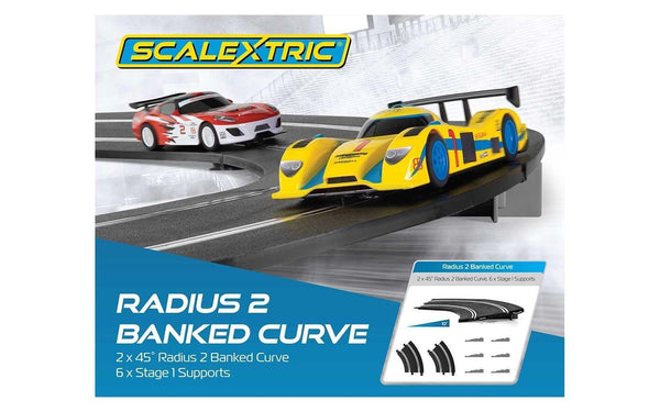 C8296 SCALEXTRIC BANKED CURVE 45 DEGREES (2) WITH SUPPORTS RADIUS 2