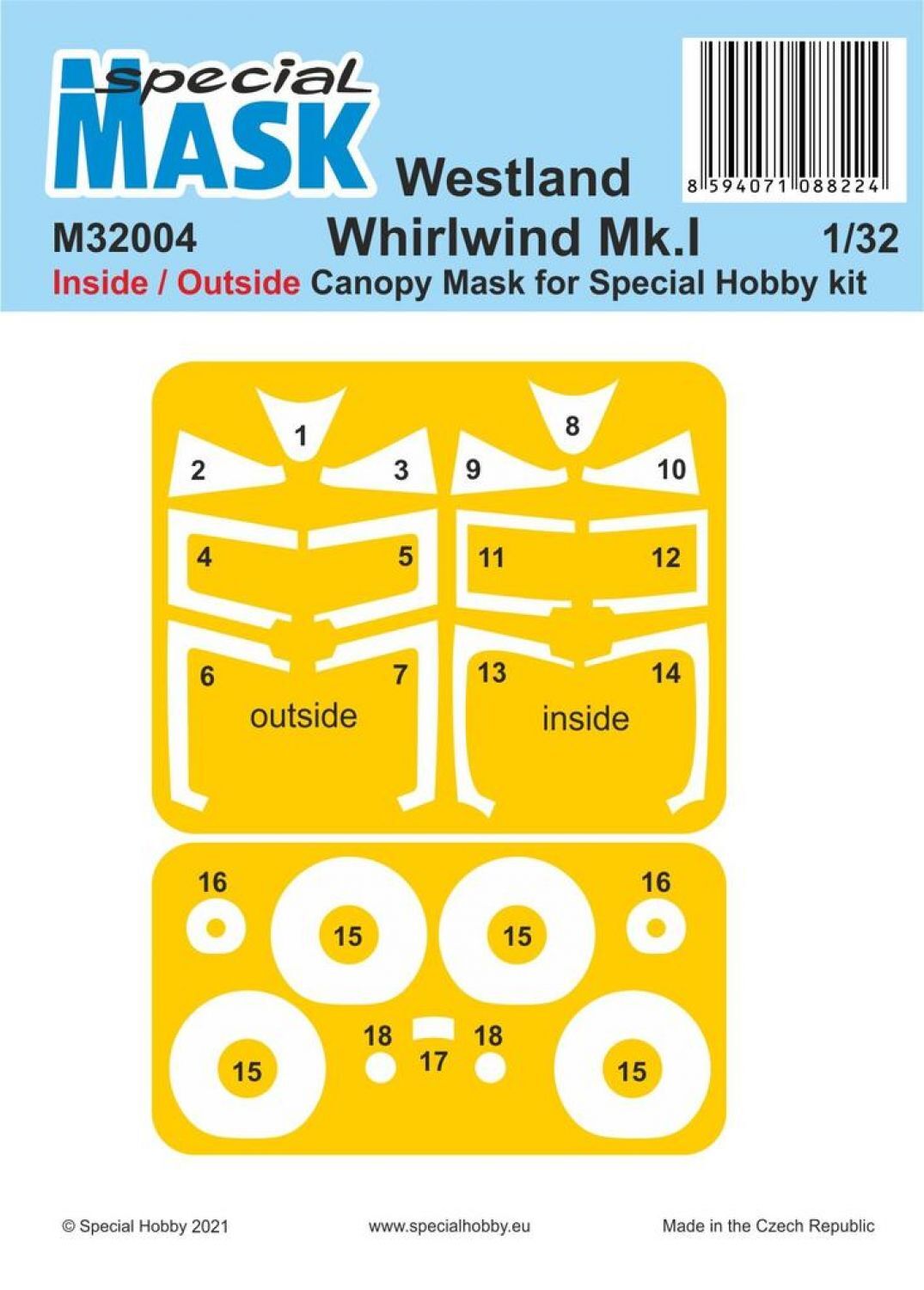 Special Hobby 1/32 Westland Whirlwind Mk.I Inside/Outside MASK