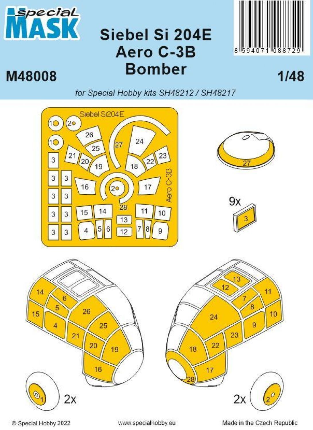 Special Hobby 1/48 Siebel Si 204E/Aero C-3B Bomber MASK