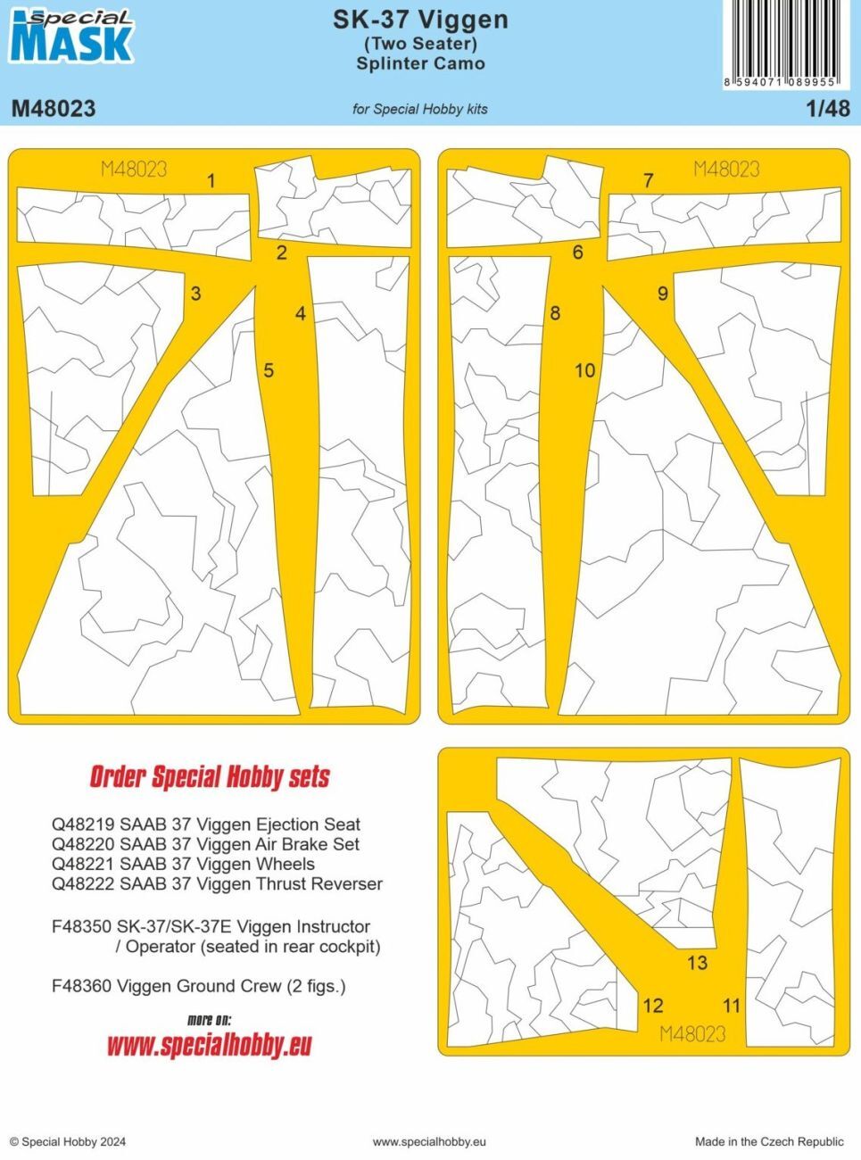 Special Hobby 1/48 SK-37 Viggen (Two Seater) Splinter Camo MASK