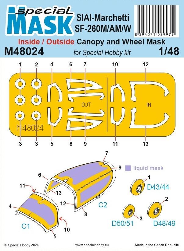 Special Hobby 1/48 SIAI-Marchetti SF-260M/AM/W INSIDE/OUTSIDE MASK