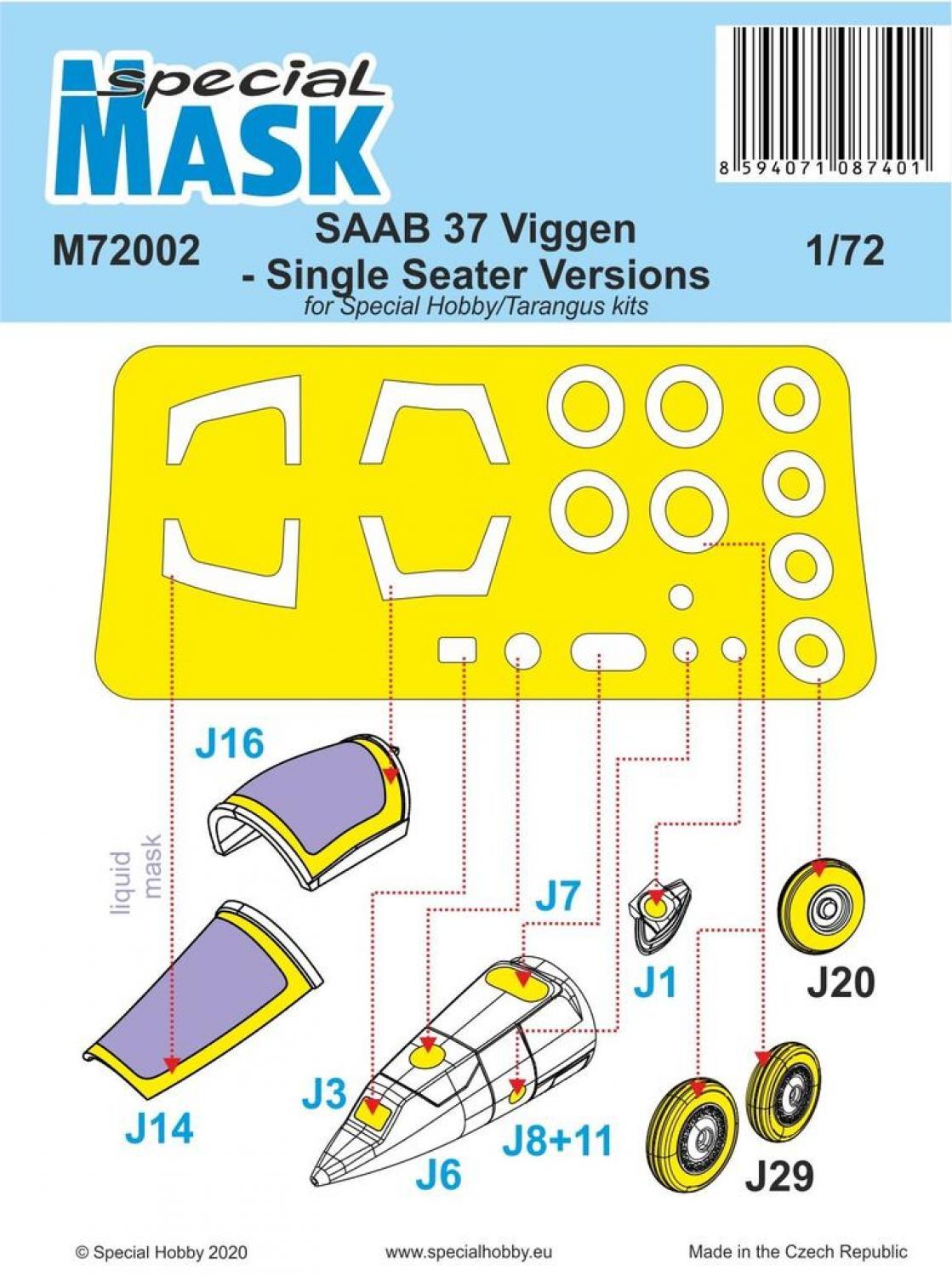 Special Hobby 1/72 SAAB 37 Viggen Single Seater Mask