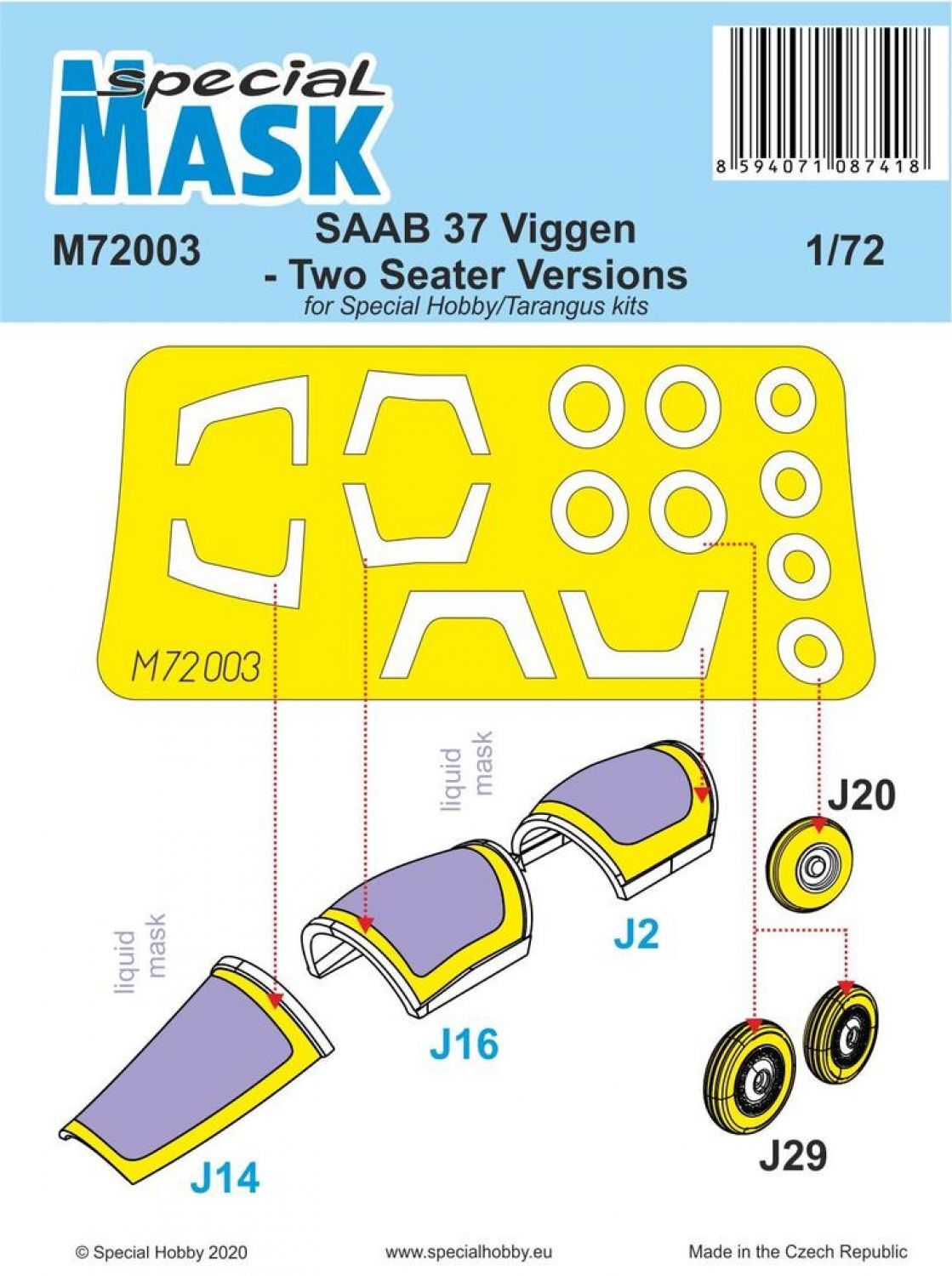 Special Hobby 1/72 SAAB 37 Viggen Two Seater Mask