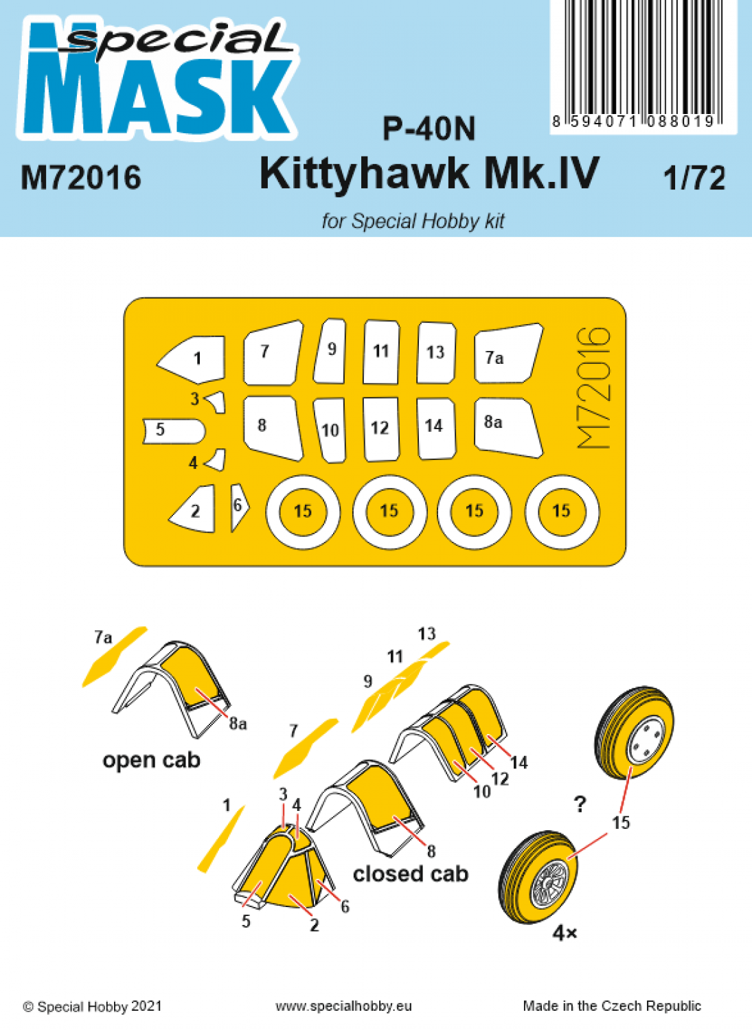 Special Hobby 1/72 P-40N/Kittyhawk Mk.IV Mask