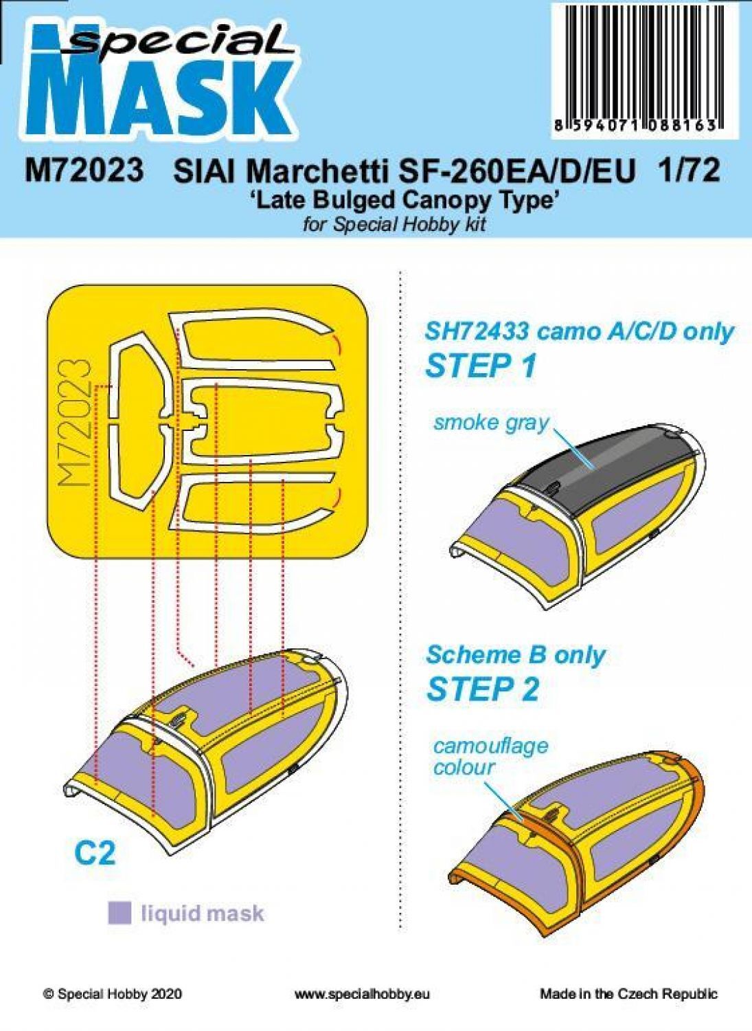 Special Hobby 1/72 SIAI-Marchetti SF-260EA/D/EU €˜Late Bulged Canopy Type€™ Mask