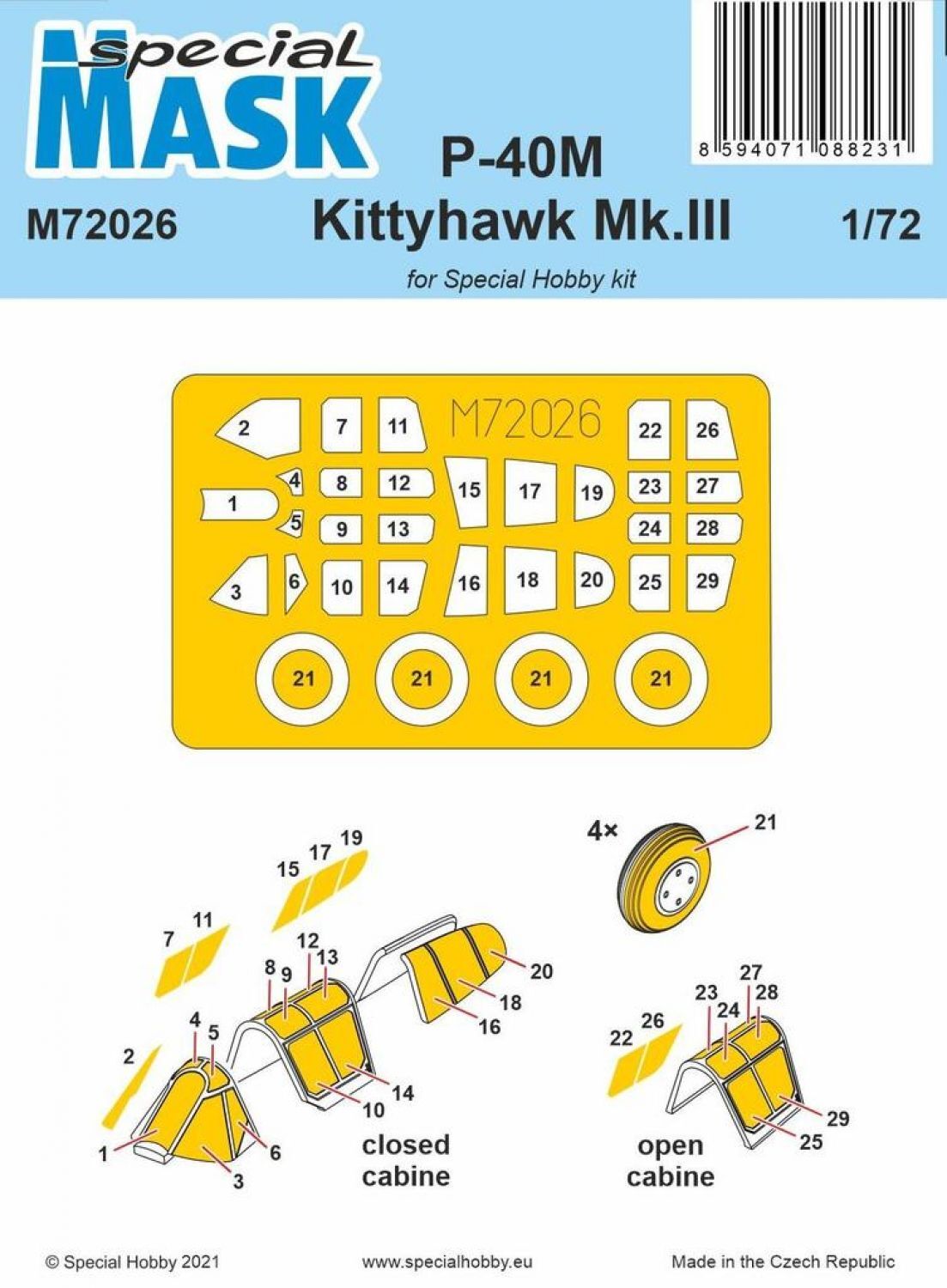 Special Hobby 1/72 P-40M Warhawk/Kittyhawk Mk.III MASK