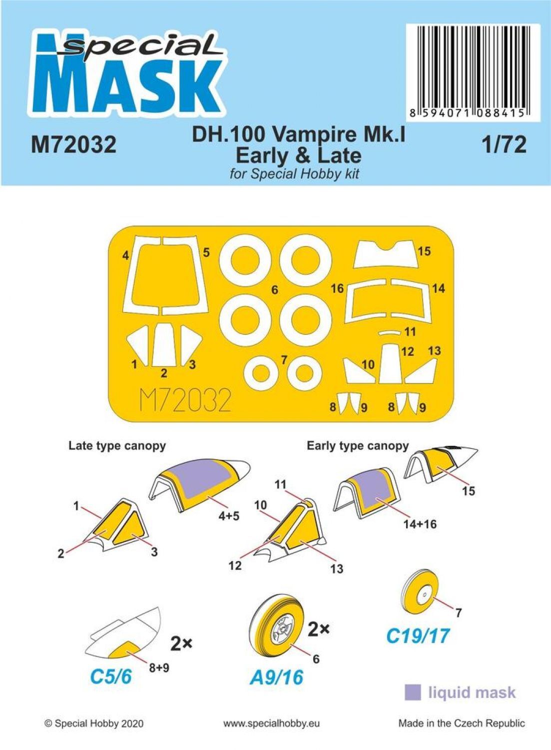Special Hobby 1/72 DH.100 Vampire Mk.I Early & Late MASK