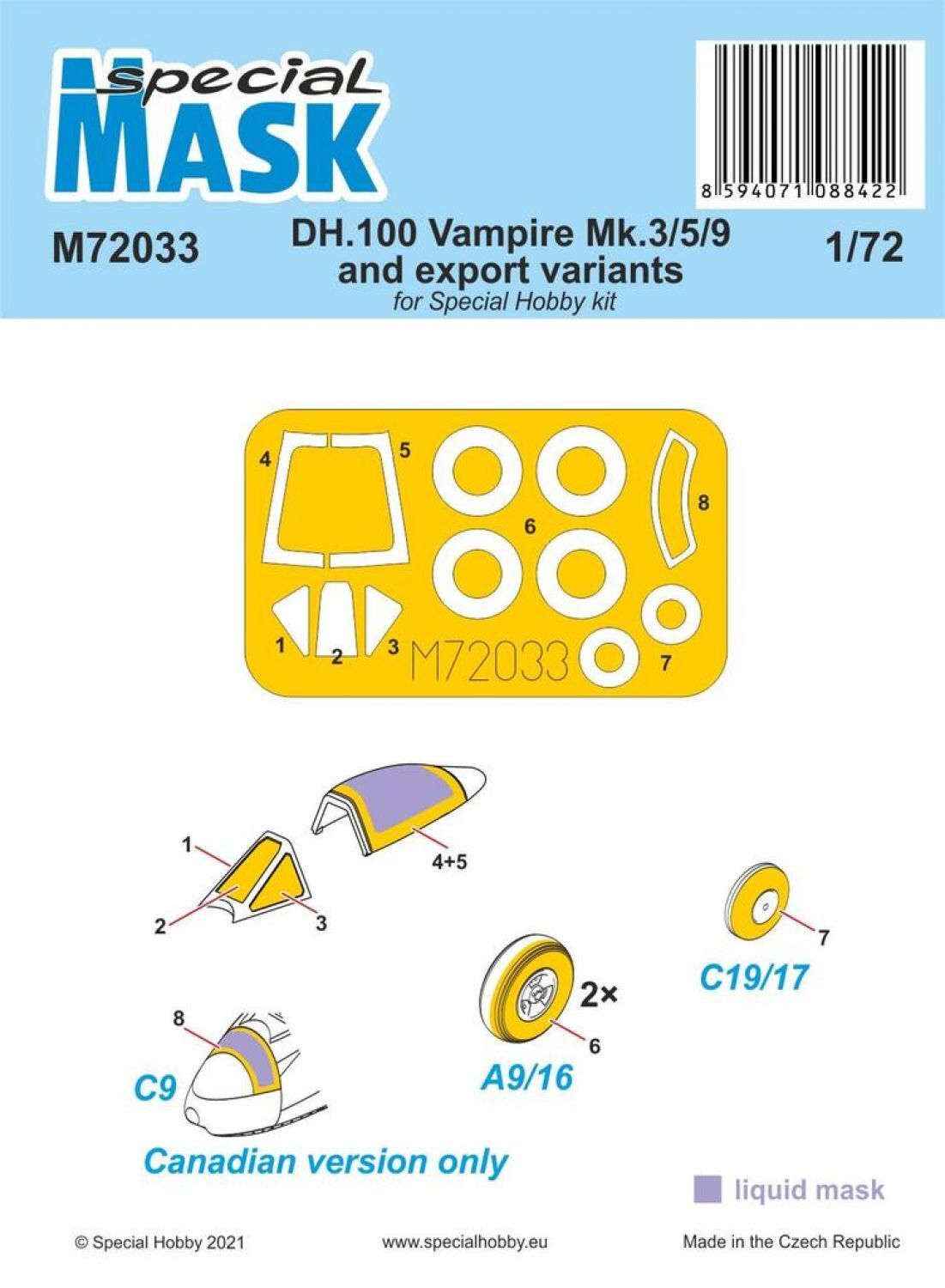 Special Hobby 1/72 DH.100 Vampire Mk.3/5/9 and export variants MASK