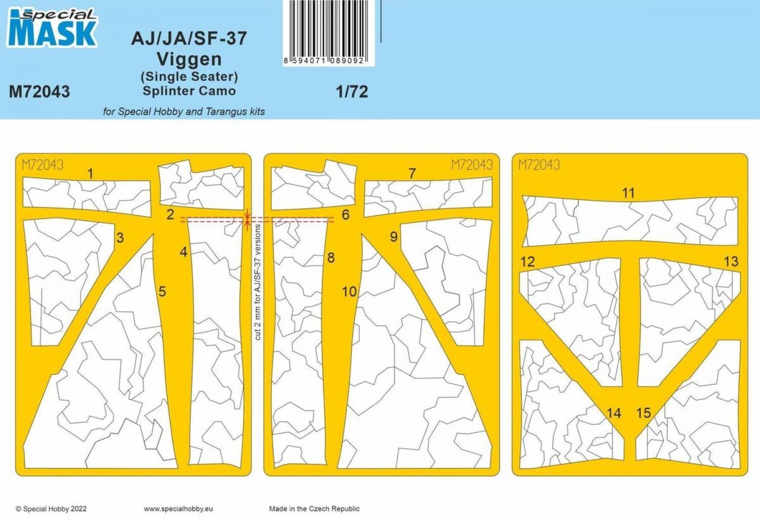 Special Hobby 1/72  AJ/JA/SF-37 Viggen (Single Seater) Splinter Camo MASK