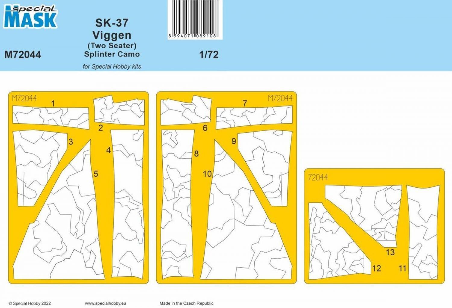 Special Hobby 1/72 SK-37 Viggen (Two Seater) Splinter Camo MASK