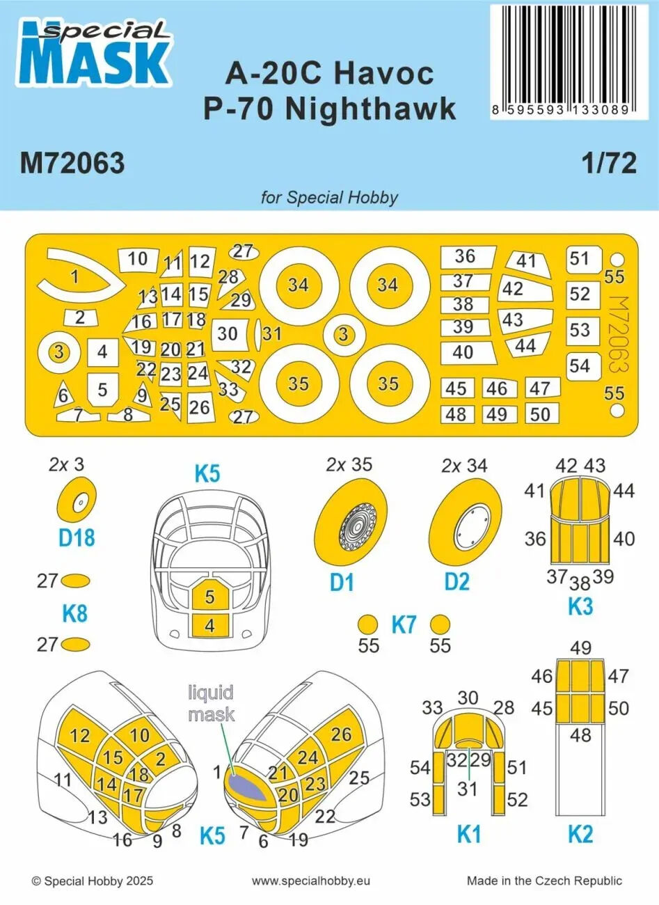 Special Hobby 1/72 A-20C Havoc / P-70 Nighthawk MASK