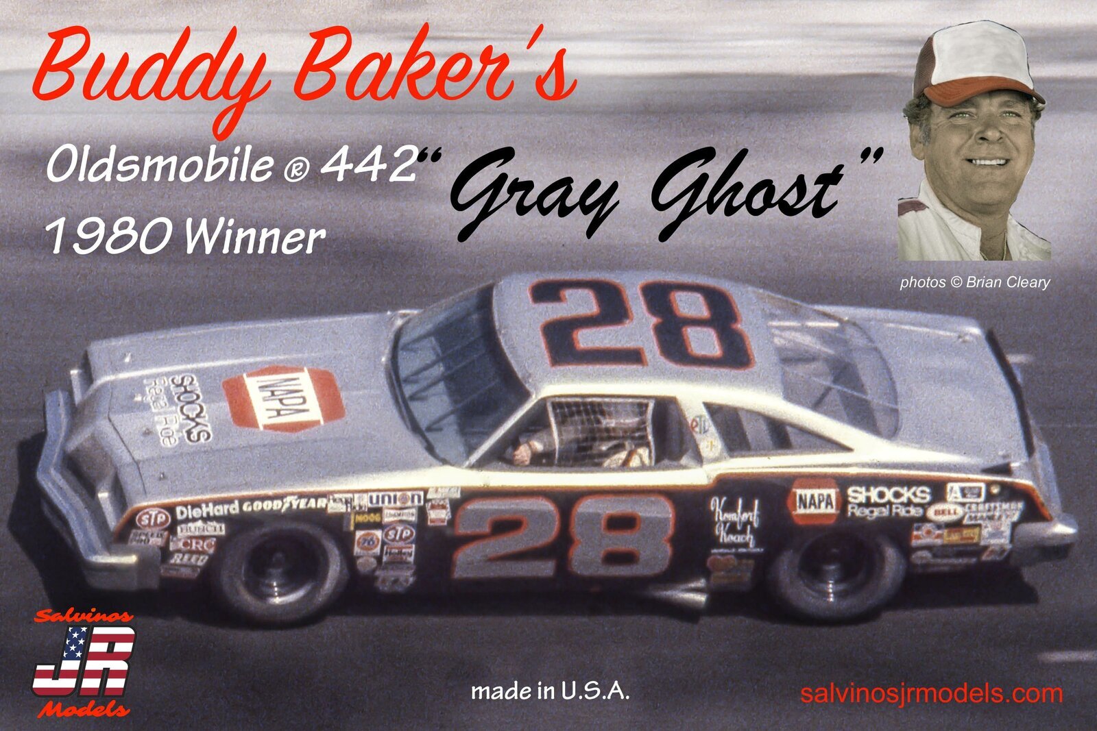 SJR-01806 Salvinos J R BBO1980D 1/25 Buddy Bakers Gray Ghost #28 Oldsmobile 442 Winner 1980 Plastic Model Kit Salvinos J R Models
