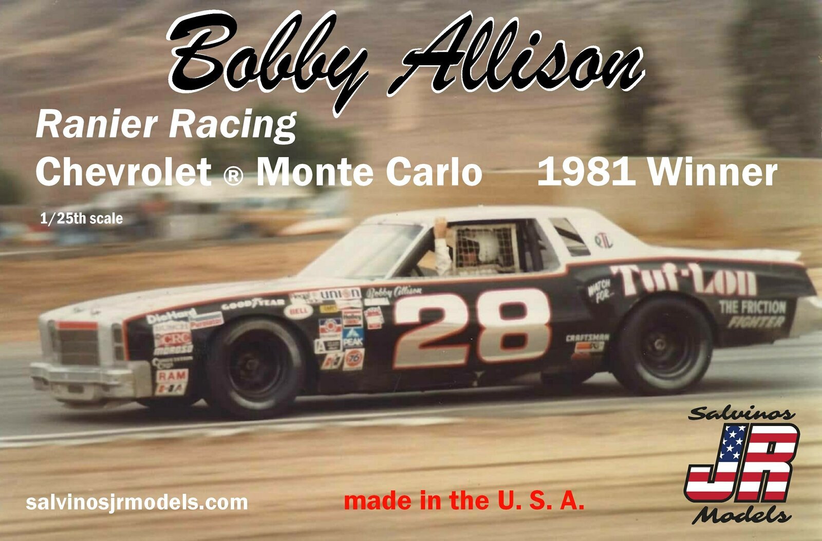 SJR-06919 Salvinos J R BAMC1981R 1/25 Bobby Allison #28 Ranier Racing Chevy Monte Carlo 1981 Plastic Kit Salvinos J R Models